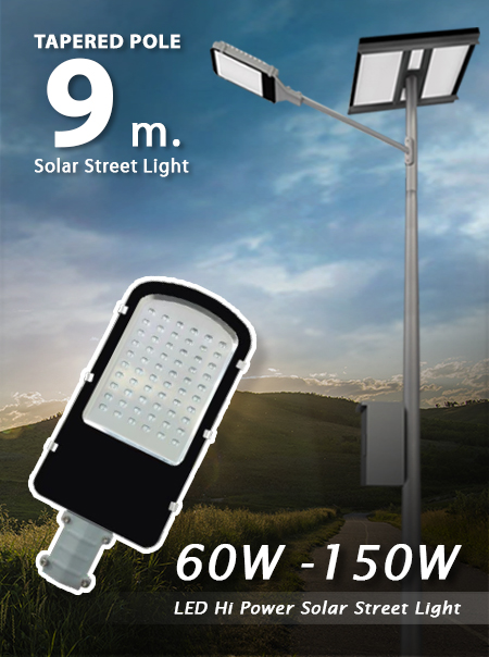 ไฟโซล่าเซลล์แบบเสา 9 เมตร