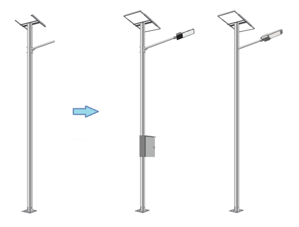แบบเสาไฟโซล่าเซลล์ แยกตู้ควบคุม
