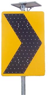 ป้ายเตือนทางโค้ง โซล่าเซลล์